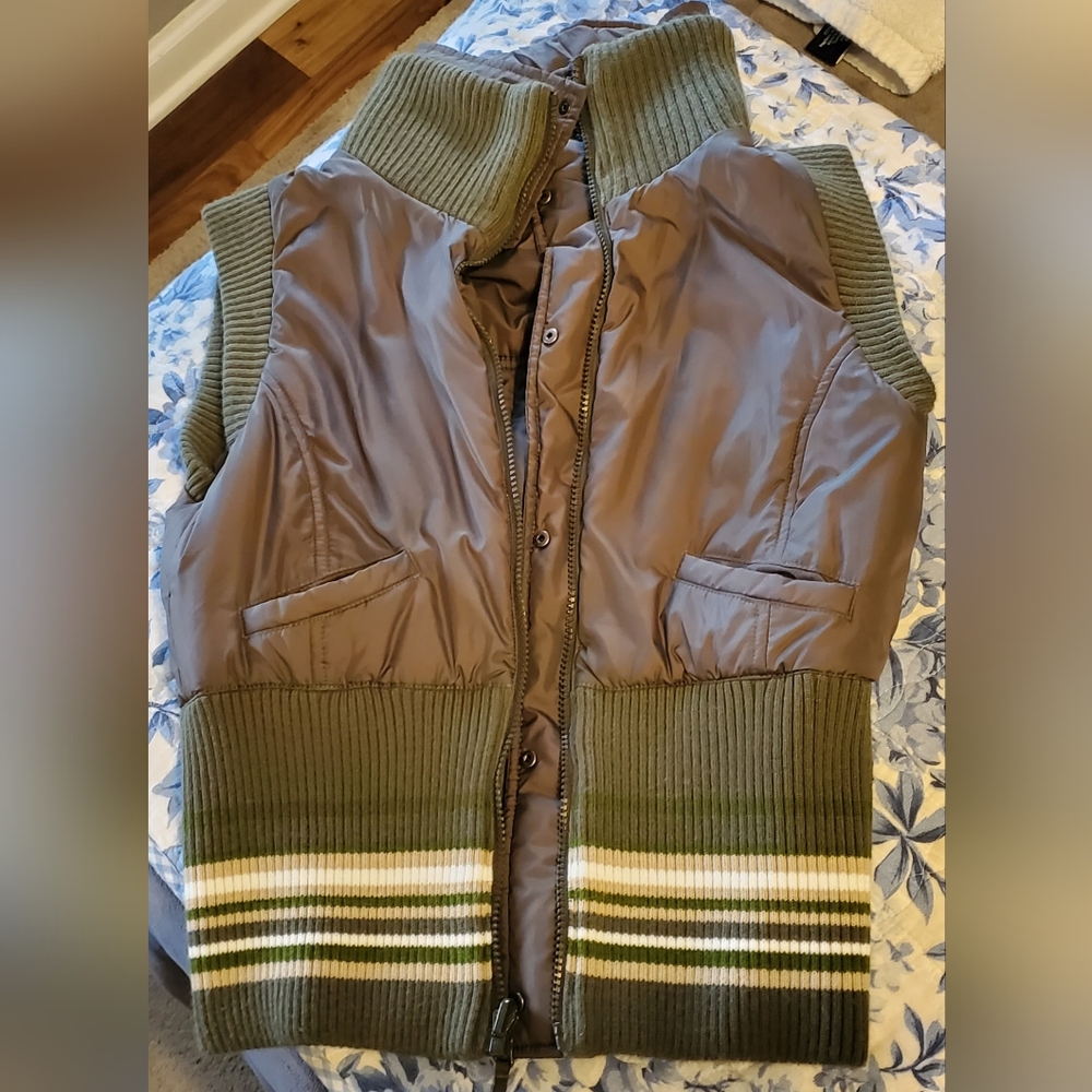 Green and Brown Puffer Vest